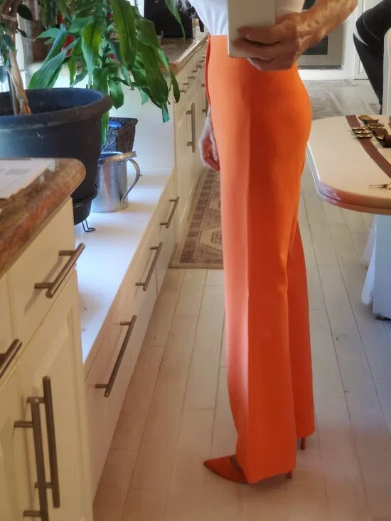 ALICE & OLIVIA WIDE LEG PANTS ORANGE SIZE 2 - 28 INCH WAIST - Picture 3 of 10
